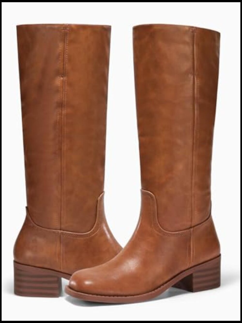 Knee High Boots Square Toe Chunky Block Heel Tall Boots Comfortable Low Heel - Picture 5 of 7